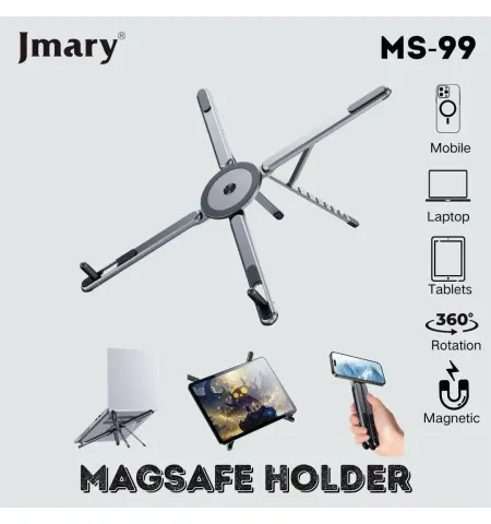 Jmary MS-99 3-in-1 Portable Magsafe Aluminum Laptop, Tablet & Phone Holder Stand