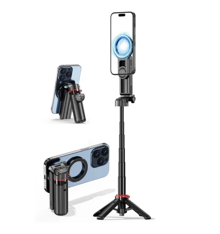F08 Magnetic Phone Holder Mini Selfie Stick Stretchable 4-Leg Tripod Stand With Bluetooth Remote