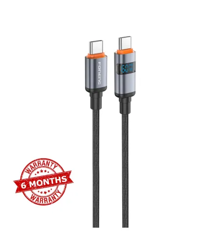 FONENG X116 60W Type C To C 1.2M Power Display Aluminum Alloy Braided Fast Charging Cable