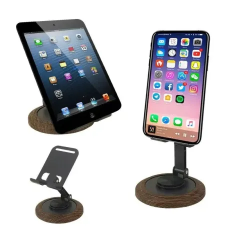 Adjustable Folding Wood Design Base Mobile Stand