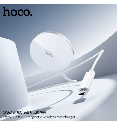 HOCO CW63 Magnetic Wireless Charger Qi2 Certified Aluminum Alloy Charging Pad 15W Max