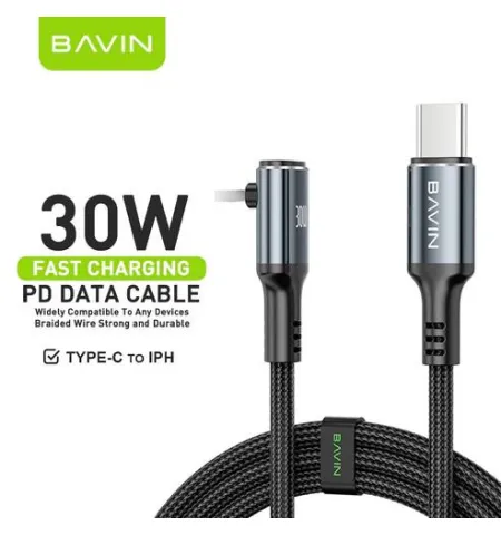 BAVIN CB336 30W iPhone PD Fast Charging 90° Right-Angle Gaming Data Cable