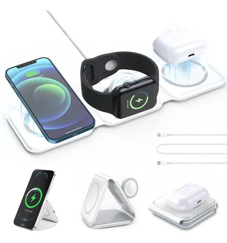 3 In 1 Foldable Wireless Charger Station For Phone Watch Earbuds