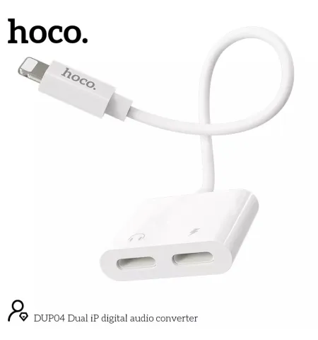 Hoco DUP04 Headphone Adapter Dual Lightning To Lightning IP Digital Audio Converter Adapter