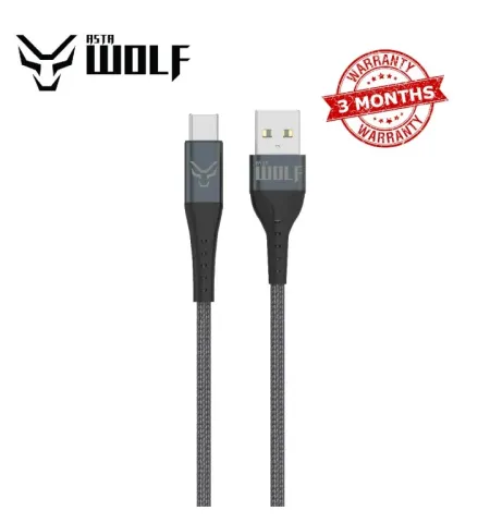 Asta WOLF Hyper Type USB To C 120 Watt 1M Braided Fast Charging Data Cable