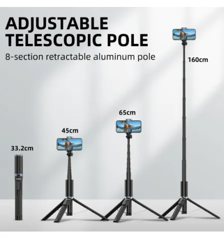 Jmary KT259 1.6 Meter All In One Selfie Stick Tripod