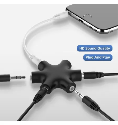 3.5mm Audio Aux Cable Splitter 1 Male to 5
