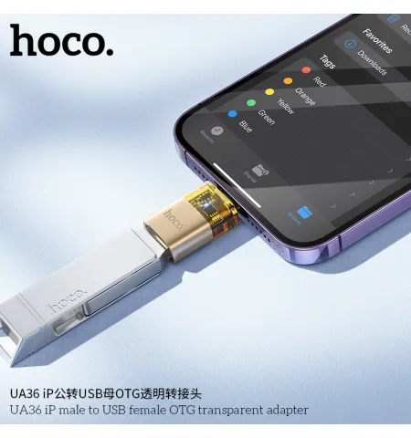 Hoco UA36 iP Male To USB Female Transparent OTG Adapter