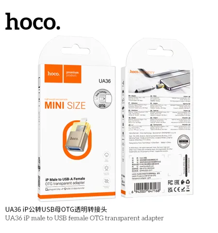 Hoco UA36 iP Male To USB Female Transparent OTG Adapter