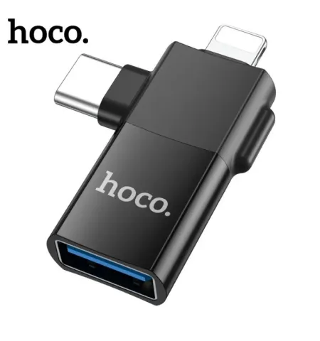 Hoco UA17 iOS /Type C Male To USB Female 2 In 1 Adapter For Converter Date Transmission OTG Adapter