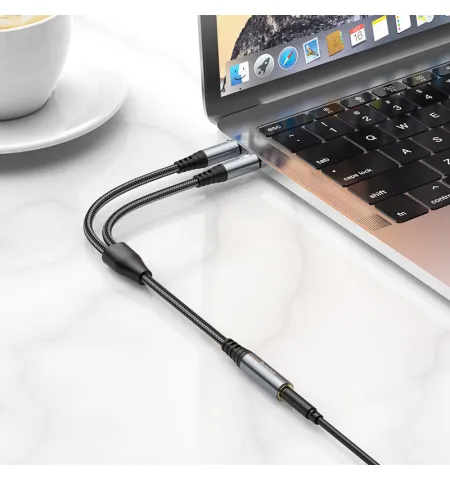 Hoco UPA21 3.5mm Female To 2*3.5mm Male Cable Audio Adapter
