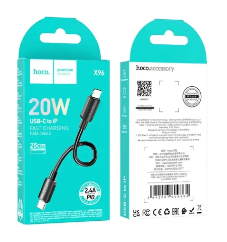 Hoco X96 Hyper Type-C To Lightning 20W Cable 25cm Length