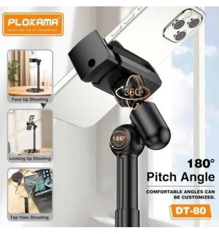 Plokama DT80 Desktop Phone Stand Adjustable 22-41cm 360° Rotation Stable Metal Base