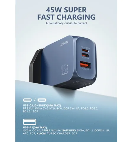 LDNIO Q6 45W USB-C/A Super Fast Charger EU Pin