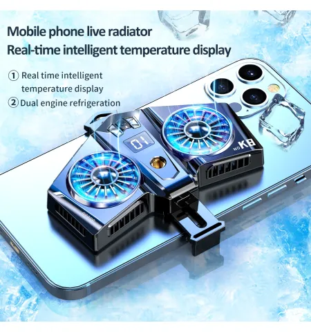K8 Magnetic Mobile Cooler Fan Radiator Universal Phone Cooler for Gaming & Live Streaming