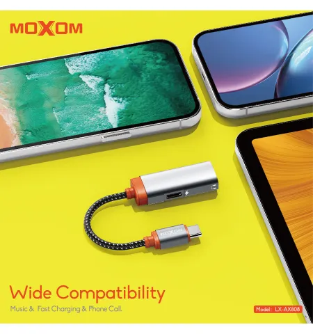 MOXOM LX-AX808 60W PD Fast Charging & 3.5mm Audio Converter Braided Cable