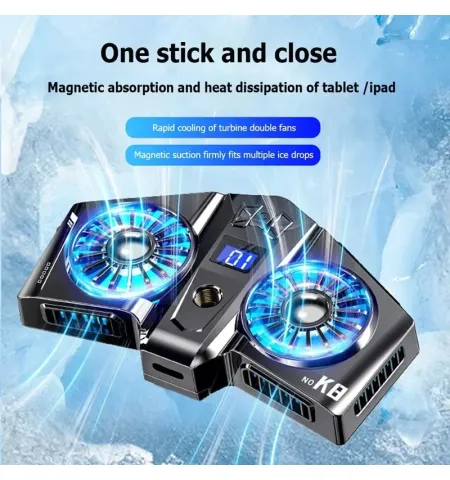 K8 Magnetic Mobile Cooler Fan Radiator Universal Phone Cooler for Gaming & Live Streaming