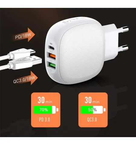 LDNIO A3510Q 32W PD&QC Quick Mobile Wall Charger With Cable