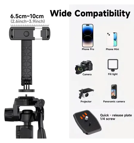 Neepho NP Z7 74″ Extendable Phone Tripod & Selfie Stick