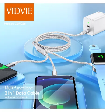 Vidvie CB4026 Multifunctional 3 In 1 Data Cable
