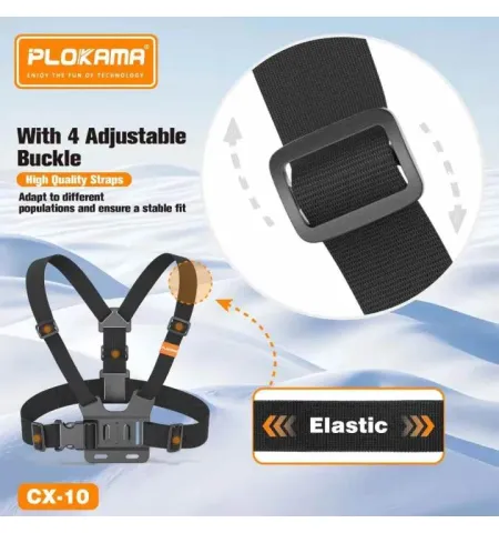 PLOKAMA CX10 Chest Strap Phone & Action Camera Mount 360° Adjustable