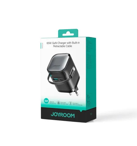 Joyroom JR TCL02 GaN 65W Charger With Retractable Cable (EU)