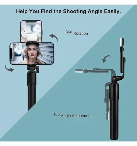 R1S Selfie Stick Tripod With Bluetooth Remote And Selfie Light