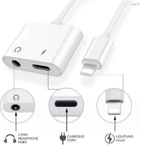 JH-026L 2 In 1 Adapter Lightning To 3.5mm Audio Call And Charge Adapter