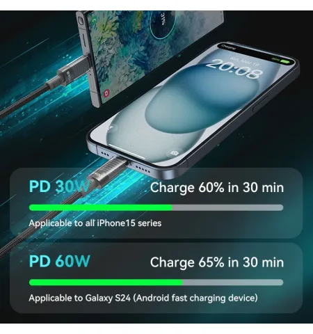 Bwoo X287C USB-C To USB-C PD 60W Fast Charging Nylon Braided Cable (1M)