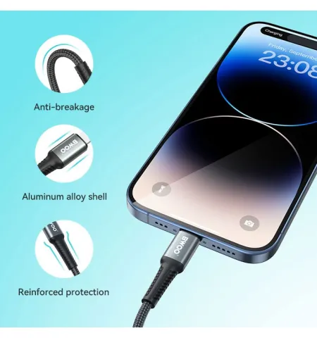 Bwoo X288C-L 3 Meter USB‑C To Lightning Fast Charging Cable PD 27W Nylon Braided