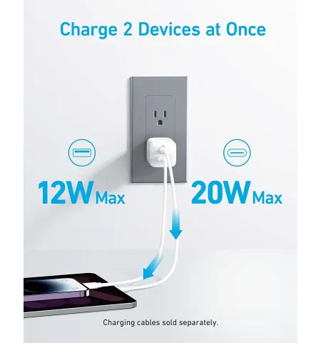 Anker 323 USB-C Charger 33W Dual-Port Fast Charger With Foldable Plug