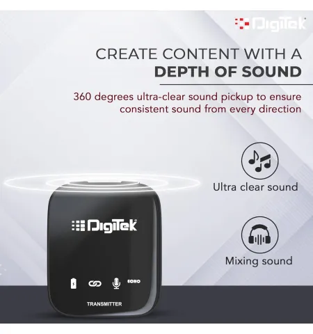 Digitek® DWM 101 Wireless Microphone System Professional ANC Noise Reduction 100M Range
