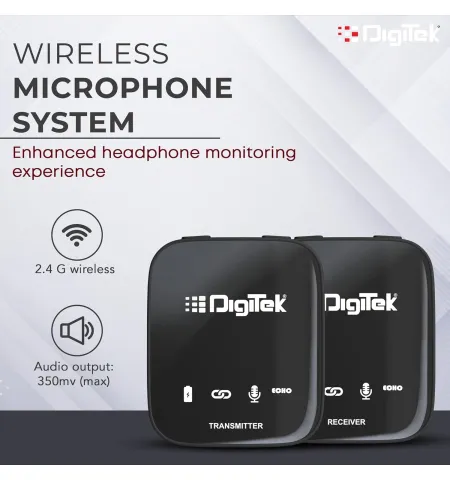 Digitek® DWM 101 Wireless Microphone System Professional ANC Noise Reduction 100M Range