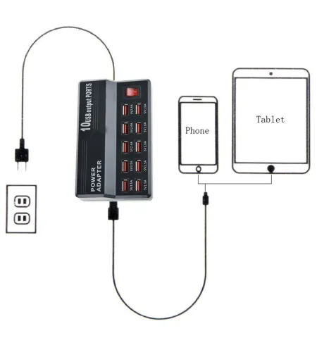10-Port USB Charging Station Multi-Port Fast Charger
