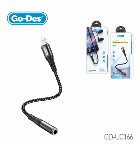 Go Des GD UC166 Lightning To 3.5mm Aux Braided Audio Adapter
