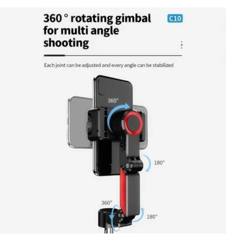C10 Handheld Phone Stabilizer Gimbal AI Face Tracking Vlog Live Streaming Selfie Stick