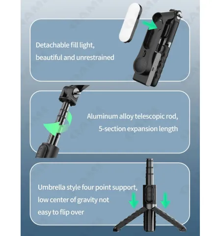 A6 Handheld Gimbal Stabilizer for Smartphone 1 Axis With Selfie Stick Tripod Stand Wireless Bluetooth Remote