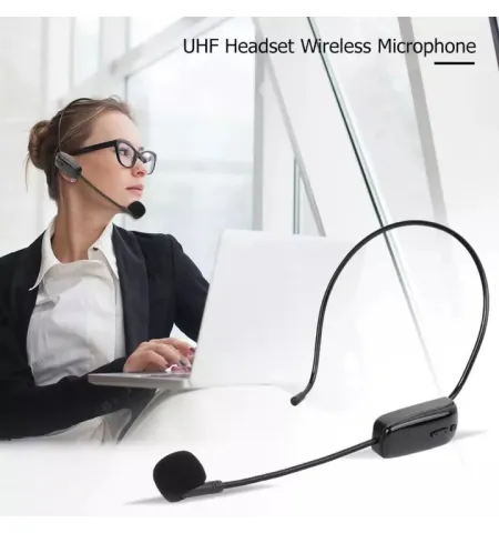AY 102 Handheld UHF Wireless Double Microphone Headset Teaching Voice Amplifier