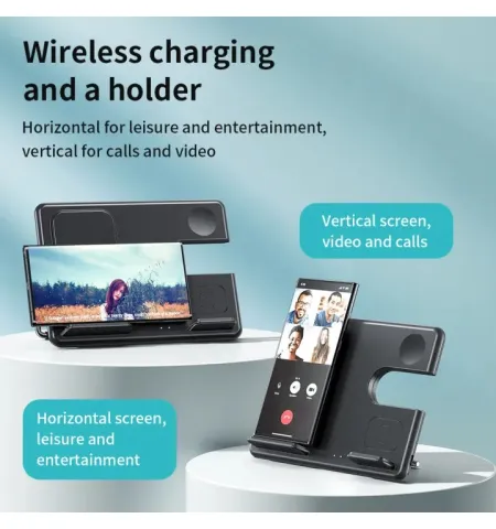 HOCO CQ2 3 In 1 Wireless Charger Stand 15W For Samsung Phones