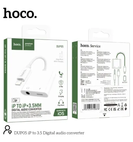 HOCO DUP05 Iphone To Iphone + 3.5 mm Digital Audio Converter