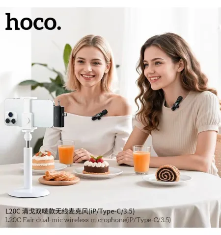Hoco L20C Fair Dual-Mic Wireless Microphone (iP/Type-C/3.5)