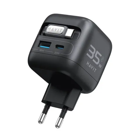 HAVIT UC250 35W GaN Travel Charger With Retractable Cable & Watch Charger
