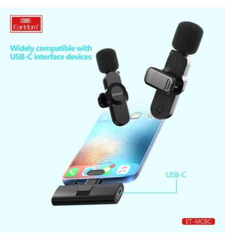 Earldom MC8L Lightning Wireless Double Microphone
