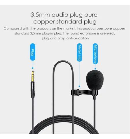 Awei MK1 Clipper Microphone 3.5mm Jack Noise Reduction