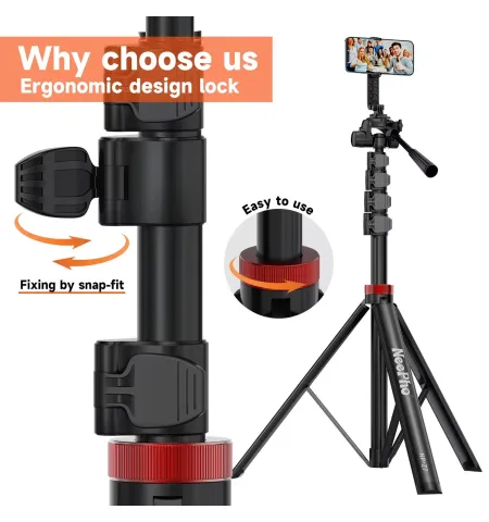 Neepho NP Z7 74″ Extendable Phone Tripod & Selfie Stick