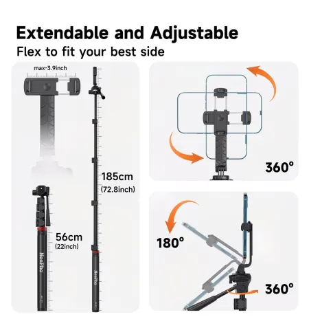Neepho NP Z7 74″ Extendable Phone Tripod & Selfie Stick