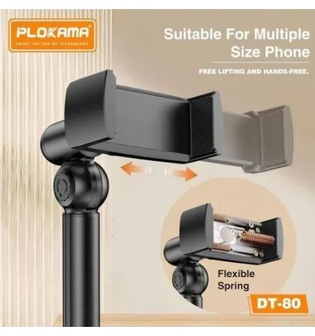 Plokama DT80 Desktop Phone Stand Adjustable 22-41cm 360° Rotation Stable Metal Base