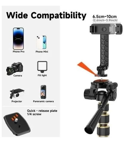 NeePho NP Z8 Professional Aluminum Tripod (57cm – 215cm) 360° Rotating Head Non-Slip Legs & Wide Base