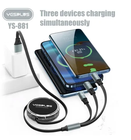 Yesplus YS881 Retractable 3 In 1 Data Cable