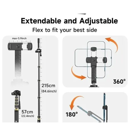NeePho NP Z8 Professional Aluminum Tripod (57cm – 215cm) 360° Rotating Head Non-Slip Legs & Wide Base